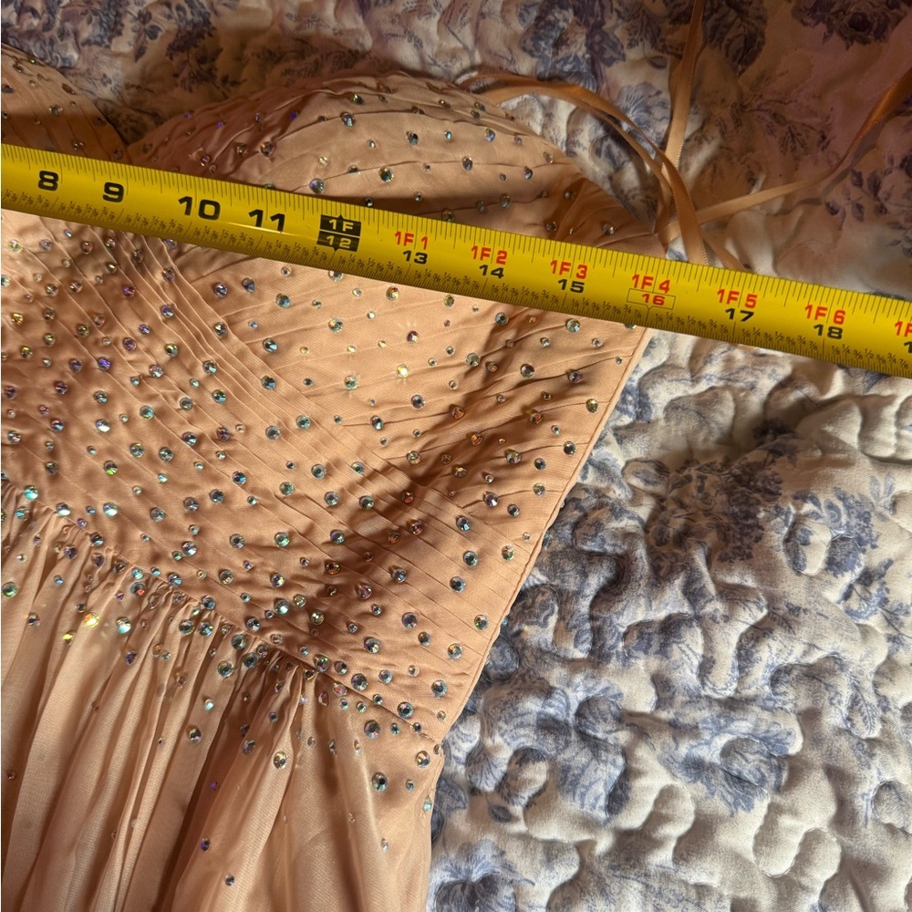 Elegant Peach ombré beaded Evening Gown - Picture 11 of 13